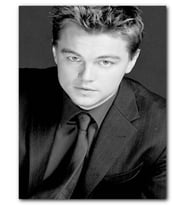 Cakatablo MDF (Ahşap) Tablo Leonardo Di Caprio Gençlik Portre Siyah Beyaz