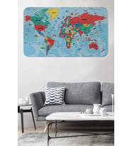 Türkçe Eğitici Ülke Ve Başkent Okyanus Detaylı Atlası  Dünya Haritası Duvar Sticker -60x105-3863