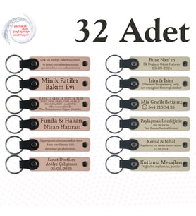 Pudra & Sütlü Kahve, 32’li Set, İsim Ve Tarihli Deri Hediyelik, Seramik Atölyesi Katılımcılarına Anı