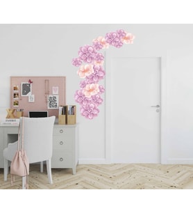 MOR VE PEMBE SOFT RENKLİ ÇİÇEKLER ÇOCUK ODASI DUVAR STİCKER