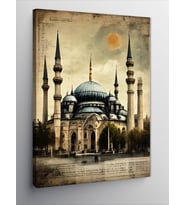 Kanvas Tablo Gazete Fon Cami Temalı