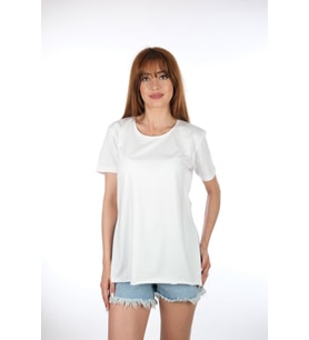 Yırtmaçlı Beyaz T-shirt