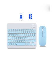 BKB011 Mini Kablosuz Bluetooth Klavye & Mouse Seti - Universal Uyumlu, Taşınabilir ve Şarjlı (Mavi)