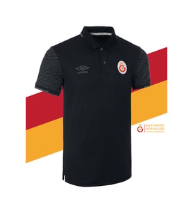 Galatasaray Orijinal Lisanslı Polo Yaka Siyah Spor T-Shirt (Siyah)