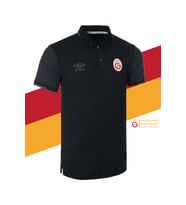 Galatasaray Orijinal Lisanslı Polo Yaka Siyah Spor T-Shirt (Siyah)