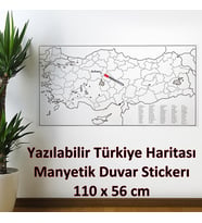 Yazılabilir Türkiye Haritası Manyetik Duvar Stickerı 110 x 56 cm Boyanabilir Türkiye Haritası