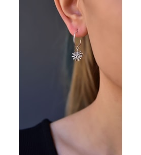 925 Ayar Gümüş Rodyum Kaplama Spinning Snowflake Halka Küpe