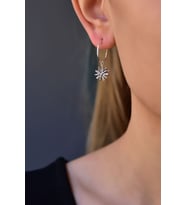 925 Ayar Gümüş Rodyum Kaplama Spinning Snowflake Halka Küpe