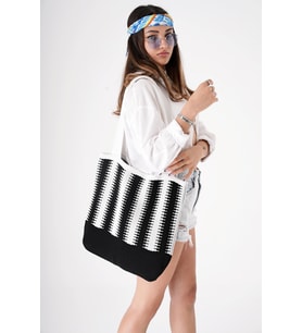 Chuba Kadın Etnik Bohem Triko Örgü Shopper Askılı Gündelik El & Omuz Çantası CHAX809 Beyaz