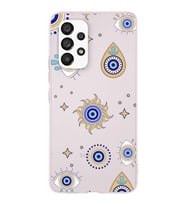 PrintiFy Samsung Galaxy A23 ile Uyumlu 1mm Slim Fit Nazar Boncuğu 5 Baskılı Şeffaf  Kılıf