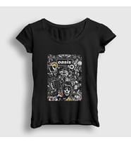 Presmono Kadın Siyah Poster Oasis T-Shirt 100462tt
