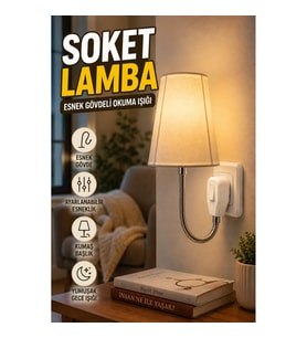 Esnek Gövdeli Priz Tipi Okuma Lambası – Kumaş Başlıklı Gece Işığı