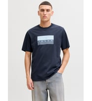 JACK JONES Erkek Kabartma Yazı Desenli Tişört 12289863 (Lacivert)