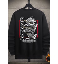 Unisex Osaka Bisiklet Yaka Sweatshirt (Siyah)