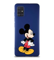 Samsung Galaxy A51 Soft Premier Kapak Mickey Mouse-D Tasarımlı Silikon Kılıf - Lacivert (Şeffaf)
