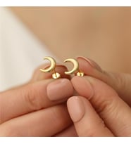 925 Ayar Gümüş Bombeli Hilal Küpe (Gold)