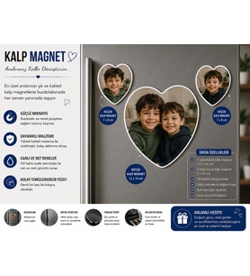 Kalp Fotoğraf Magneti Kardeşlere Kişiselleştirilebilir Kardeşlik Anısı ve Hediye