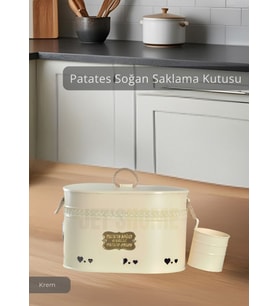 Patates Soğanlık Kovası Sarımsak Kutulu Sebzelik Kapaklı Meyve Sepeti Soğanlık Metal Krem