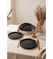 Keramika Mat Siyah Stackable Pasta Tabağı 21 Cm 4 Adet