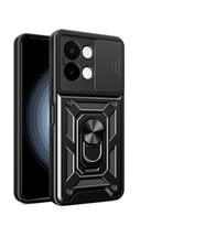 Vivo Y28 Uyumlu Kılıf Magnetik Standlı Kamera Korumalı Zore Sürgülü Vega Kapak