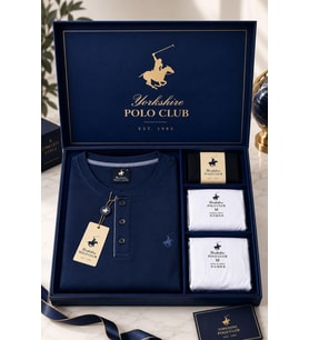 Polo Club Erkek Damat Uzun Kol Pijama Takım Atlet Boxer Çorap Kutulu Set
