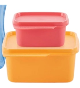 Tupperware Kare Buzdolabı Saklama Kabı 500Ml +160Ml Kırmızı Etiket