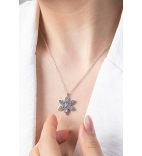 Kadın Zirkon Taşlı Lotus Model Kolye
