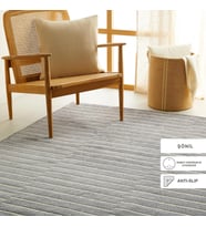 Ocean Home Textile Gri Renk Çizgi Desenli Şönil Halı Kilim 120 x 180 cm (Antik Gri)