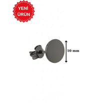 925 Ayar Gümüş Siyah Rodajlı 10 mm Yuvarlak Plaka Erkek Küpe (1 Adet)