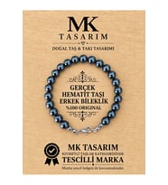 MK TASARIM GERÇEK HEMATİT TAŞI ERKEK BİLEKLİK MK.8000.011 - RAHATLIK-DİNGİNLİK-ENERJİ- STRES BİLEKLİĞİ-RENKLERİ BOYA DEĞİLDİR -KENDİ RENGİDİR