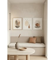 Modern Minimalist Doğal Botanik 3’lü Ahşap Çerçeveli Tablo Seti