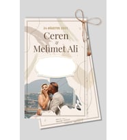 Nikah Düğün Nişan Kına Davetiyesi İkiz İp Bağlamalı 5041 Kodlu