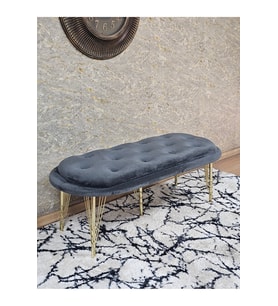 Ufo Oturak Bench - Gold Kaplama Telli Ayak - Oturak - Bench - Puf - Yatak Ucu Pufu Füme Renk 100 x 50 Boyut/Ebat (Çok Renkli)
