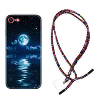 Apple iPhone 5 6 7 8 Plus Se XR Kılıf Boyun Asklı Rasta Silikon Night Moon 1133
