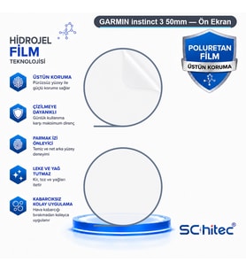 SChitec GARMIN instinct 3 50mm Uyumlu Ön Yüzey Nano Şeffaf Hidrojel Ekran Koruyucu