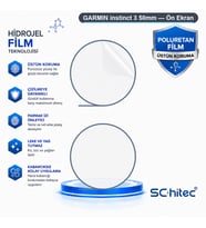 SChitec GARMIN instinct 3 50mm Uyumlu Ön Yüzey Nano Şeffaf Hidrojel Ekran Koruyucu