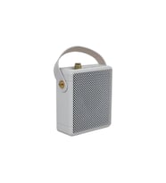 Vintage Görünümlü Deri Saplı Bluetooth Speaker Taşınabilir Şarjlı Kablosuz Ses Kutusu (Beyaz)