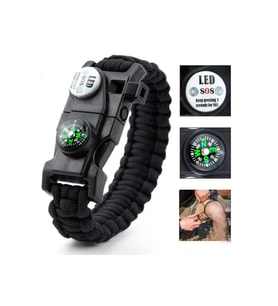 Paracord Acil Durum Sos Led Işıklı Paracord Bileklik + Pusula + Düdük + Ateş Başlangıcı