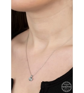 SWAROVSKİ CRYSTAL TEK TAŞ  925 AYAR GÜMÜŞ KOLYE