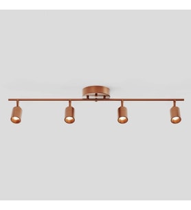 Rsylight Retro Mat Bakır Kaplama 180 Derece Hareketli Modern Spor 4 Lü Led Spot Avize Günışığı Ampullü