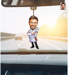 Kişiye Özel Kasap Karikatür Ahşap Araba Dikiz Ayna Süsü