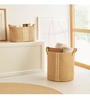 Ocean Home Textile 2'li Çizgili Jüt Sepet Set 1 Adet 30 x 31 / 1 Adet 30 x 21 x 18 cm