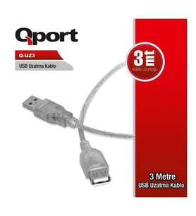 QPORT 3metre Q-UZ3 USB 2.0 Uzatma Kablosu