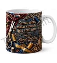 Terzi Makası Temalı Kişiye Özel Baskılı Kupa Bardak Terzi Hediye