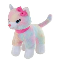 Peluş Pembe Tokalı Miyavlayan 30 cm Kedi