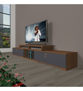 Decoraktiv Flex 130 Mdf Gold Tv Ünitesi Tv Sehpası - Ceviz Antrasit (Antrasit - Ceviz)