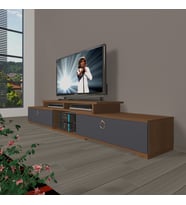 Decoraktiv Flex 130 Mdf Gold Tv Ünitesi Tv Sehpası - Ceviz Antrasit (Antrasit - Ceviz)