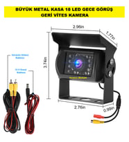 BÜYÜK METAL KASA 18 LED GECE GÖRÜŞ GERİ VİTES KAMERA