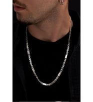 Erkek Gümüş Kolye- 5.5mm Parçalı Parlak Euro Kral Gümüş Kolye