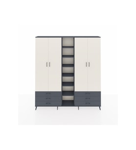 Arges Dolap 13 Raflı 6 Çekmeceli 2 Askılı 220x30x243 Antrasit-Aytaşı/Antrasit